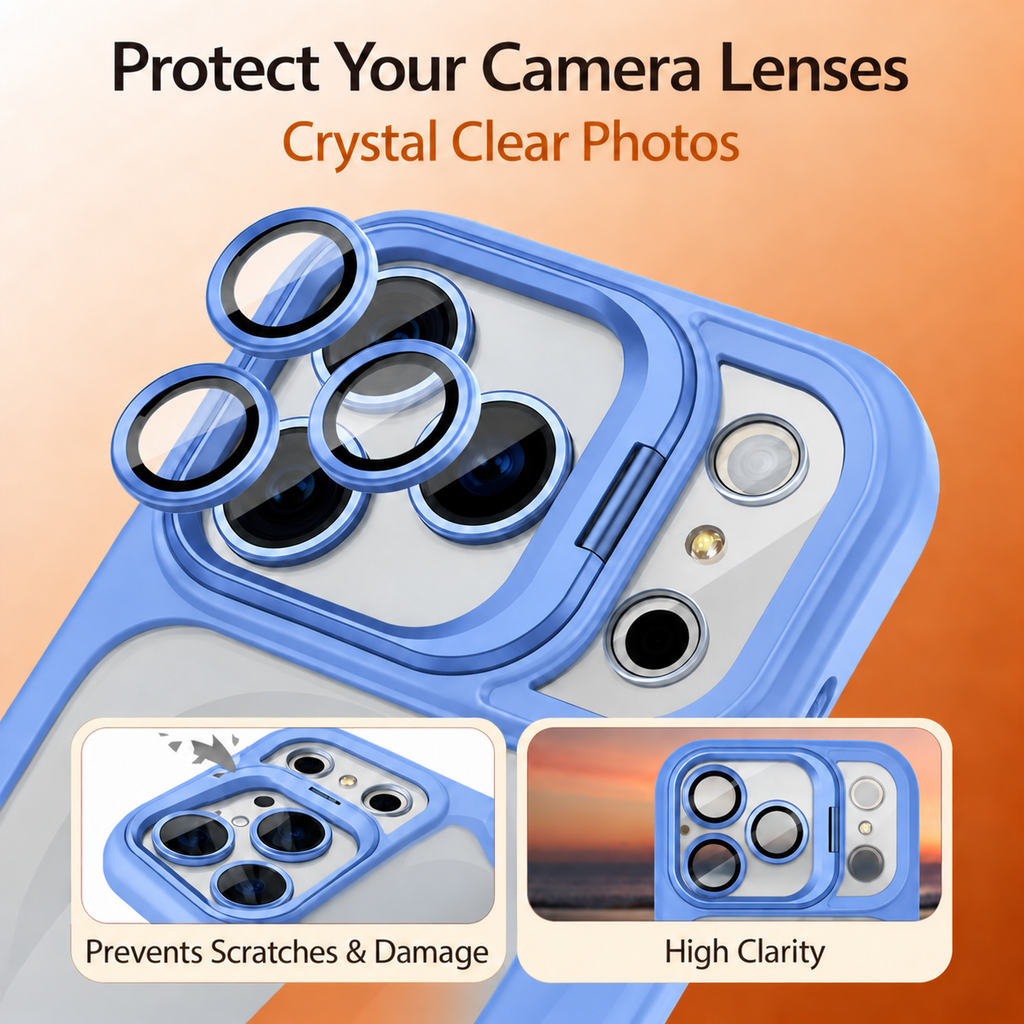 For iPhone 18 Pro Max Case, Compatible with MagSafe - Camera Frame Stand, Case Only, Light Blue