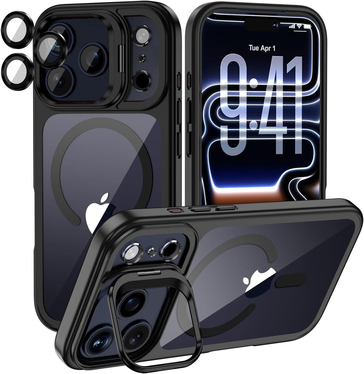 For iPhone 18 Pro Case, Compatible with MagSafe - Camera Frame Stand, Case Only, Black
