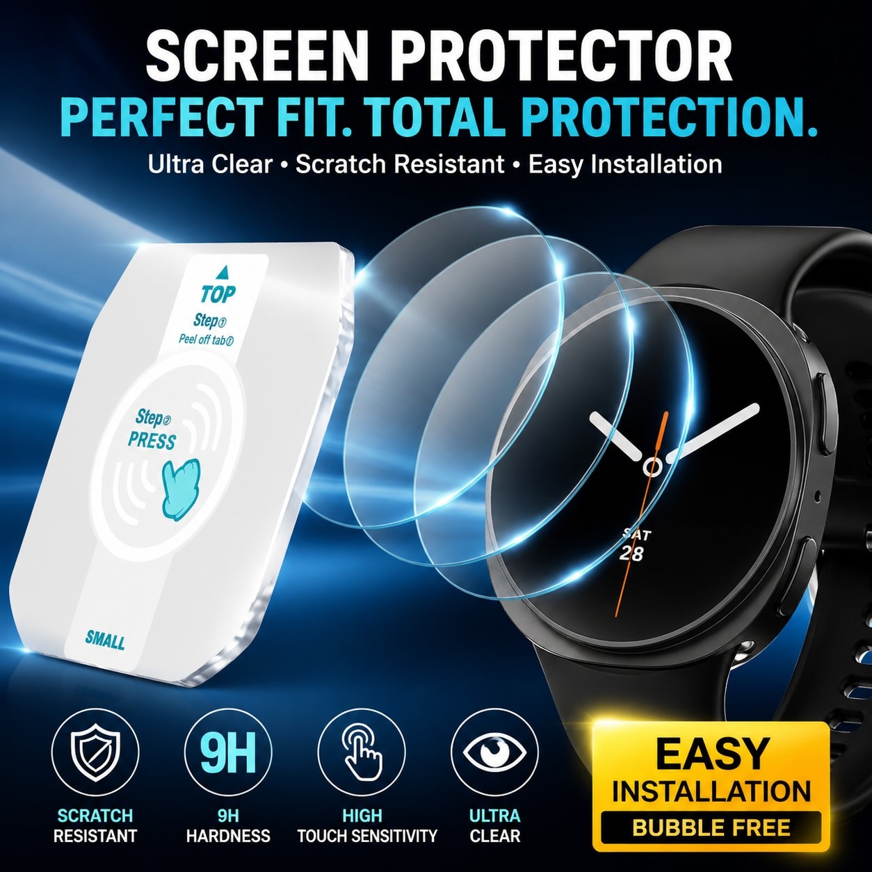 3 Pack Auto-Alignment Screen Protector for Samsung Galaxy Watch - image 1