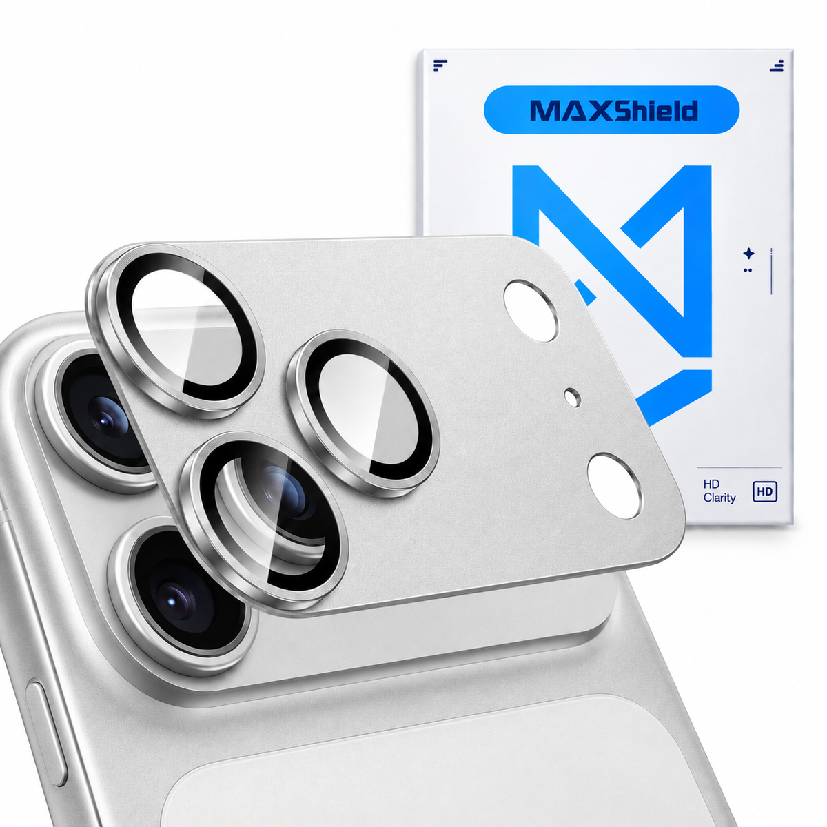 Metal and Tempered Glass Camera Lens Protector for iPhone 18 Pro Max - Silver