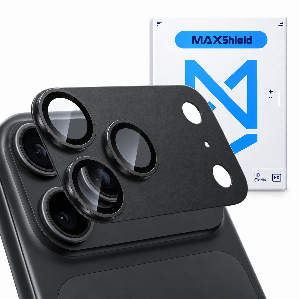 Black Aluminium Alloy Tempered Glass Camera Lens Protector for Apple iPhone 18 Pro Max