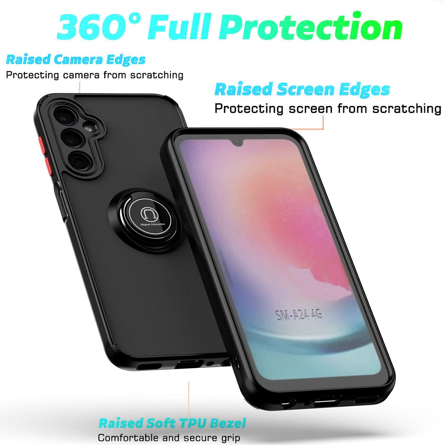 For Samsung A35 A05S A34 A54 A15 A55 5G Case Silicone Ring Shockproof Cover