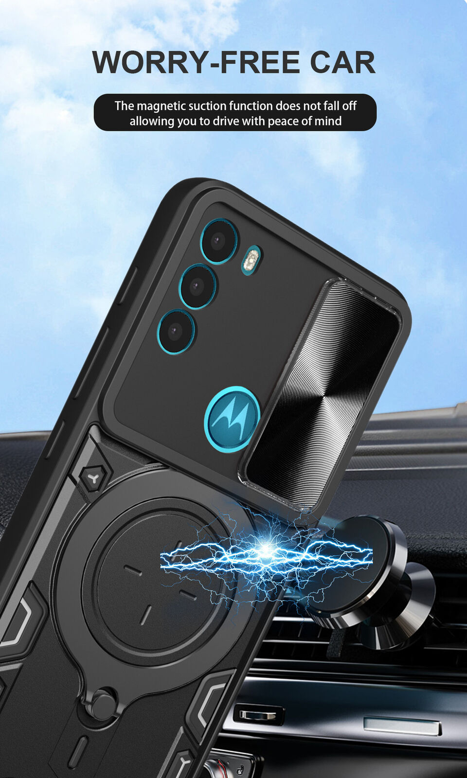 For Motorola Edge 30 40 G54 G84 5G E13 Case Shockproof Magnetic Kickstand Cover