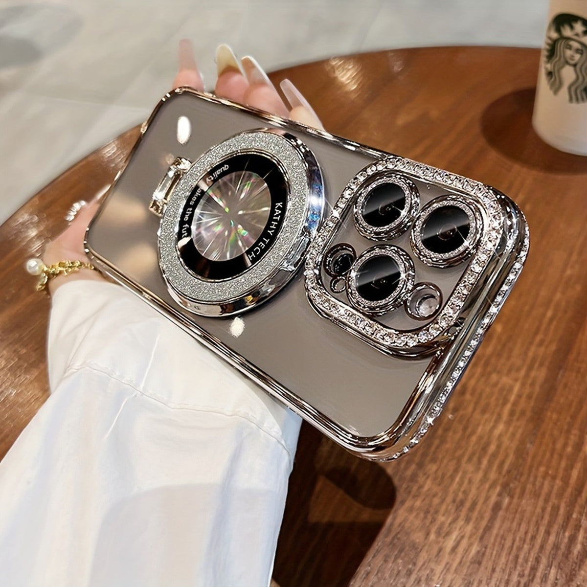 For iPhone 17 Pro Max Air Case Magsafe Case Stand Glitter Diamond Girl Cover