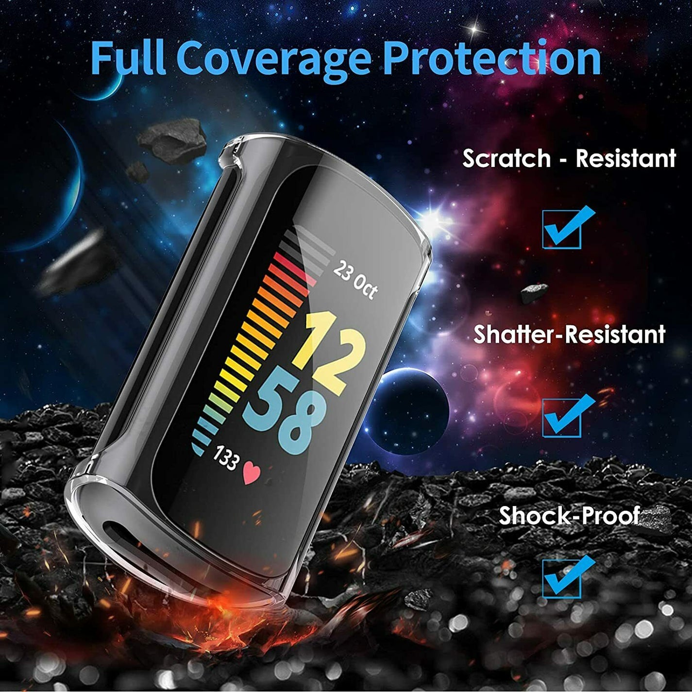 3X For Fitbit Charge 5 TPU Full Cover Case Shockproof Bumper Screen Protector