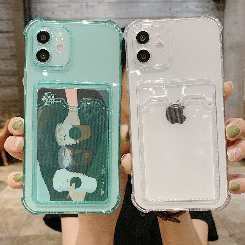For Apple iPhone 12 11 Pro Max Case Wallet Card Silicone Clear Slim Soft Cover