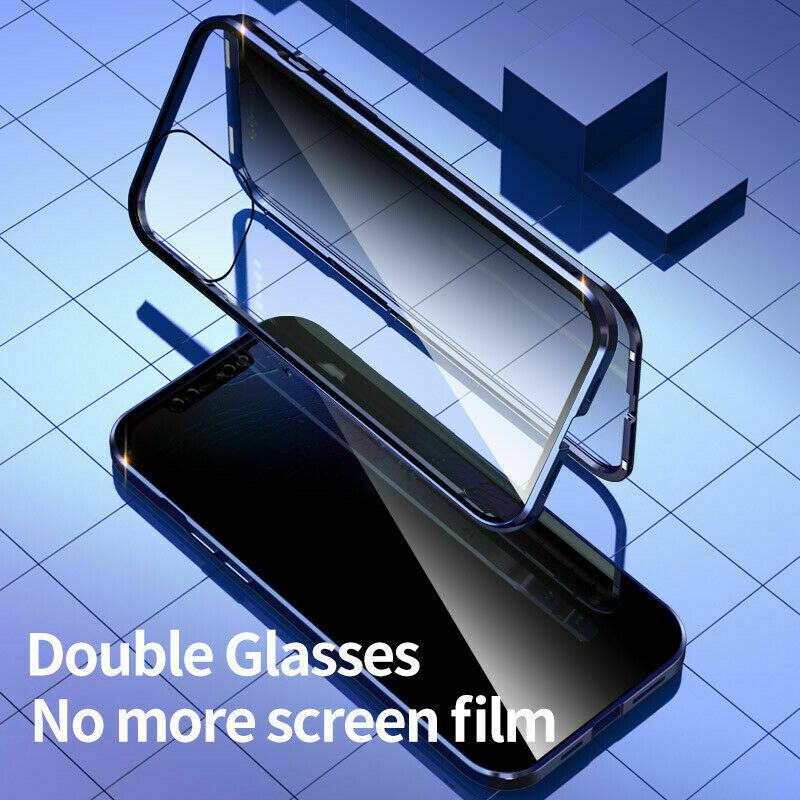 For iPhone 13 Pro Max Anti-Spy Case Magnetic Full Body 360 Tempered Glass Cover