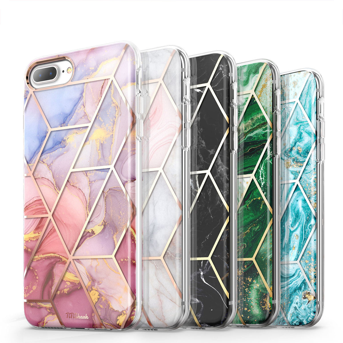 TiTiShark For iPhone 6/6s/7/8 Case Clear Marble Fashion Shockproof Cover