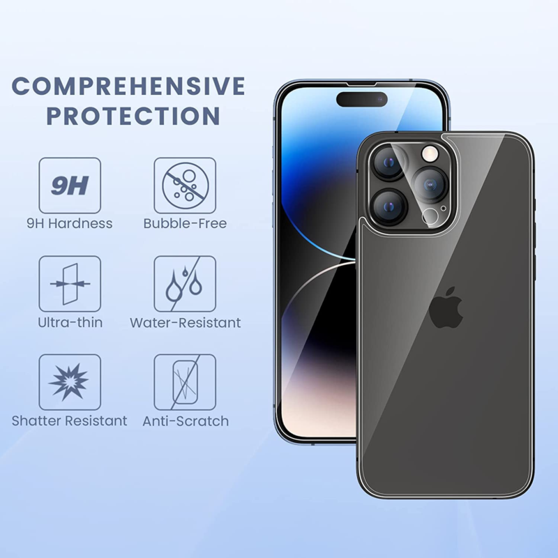 2X For iPhone 14 Pro Max Tempered Glass Back Screen Protector Lens Camera