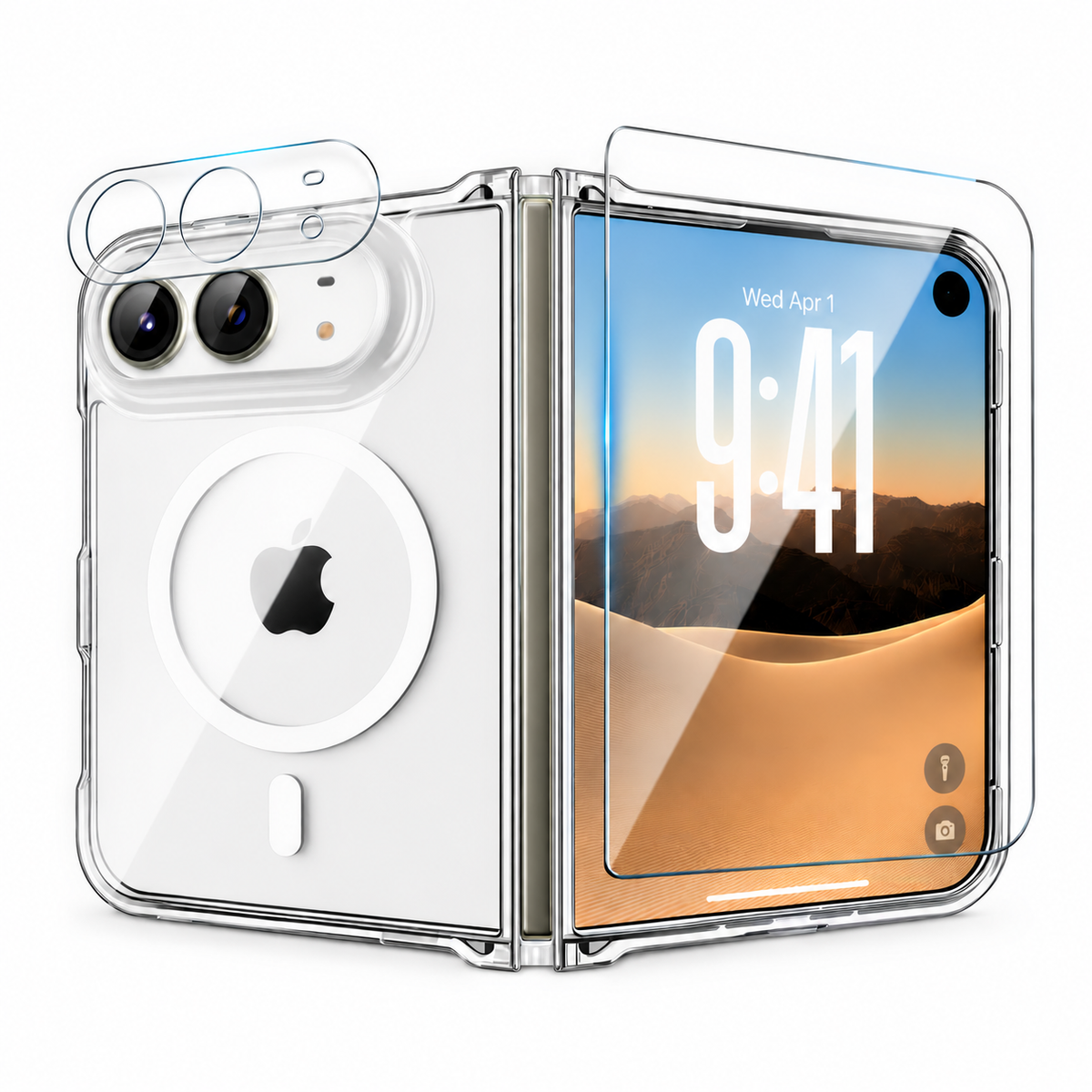 For iPhone Duo Case, Compatible with MagSafe - Raised Camera and Screen Edges, With 1 Clear Screen Protector and 1 Lens Protector, Clear