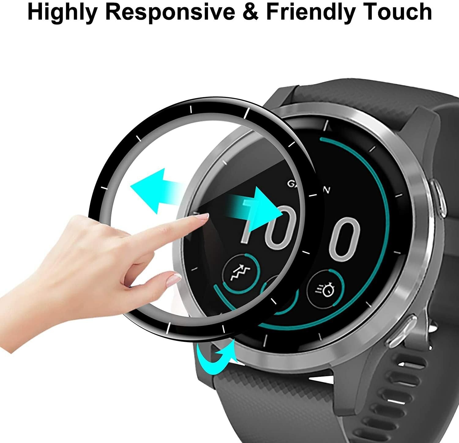 3 Pack Full-Cover Screen Protector for Garmin Venu and Vivoactive - image 5