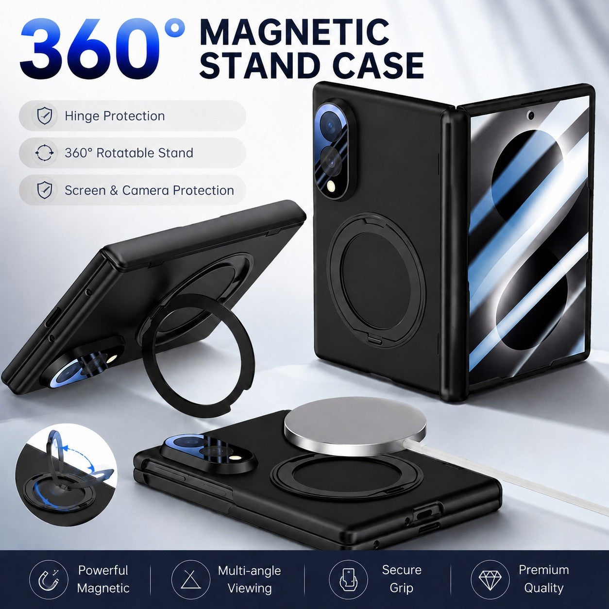 For Samsung Galaxy Z Flip 8 Clear Magnetic Ring Kickstand Shockproof Case - image 2