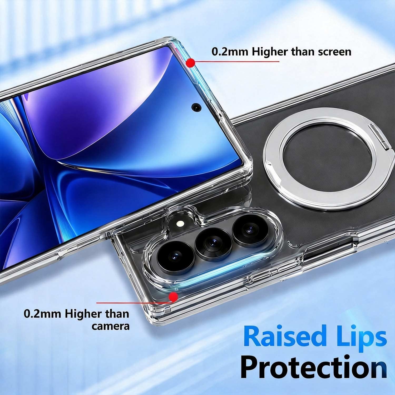 For Samsung Galaxy Z Fold 7 Clear Ring Kickstand Shockproof Case - image 5