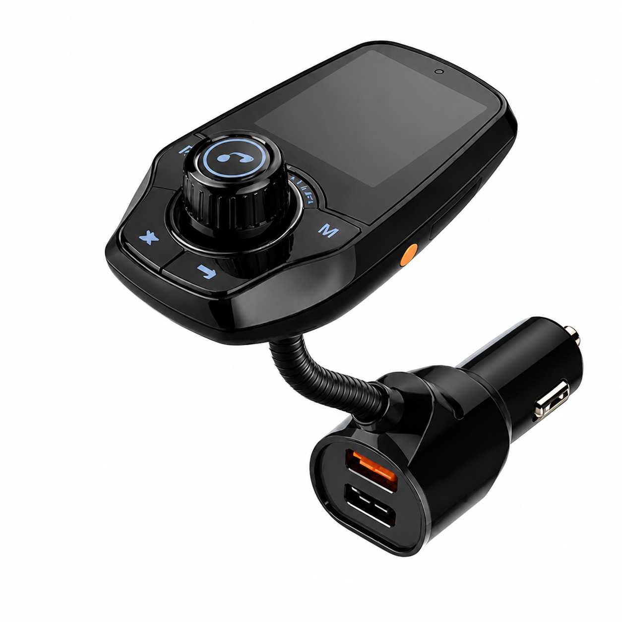 Bluetooth FM Transmitter & Car Charger – clean white background main image