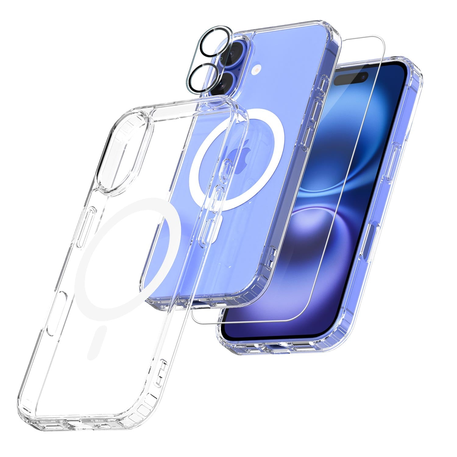 [Full Set] For iPhone 16 Pro Max  Case Clear Magsafe Shockproof Magnetic Cover