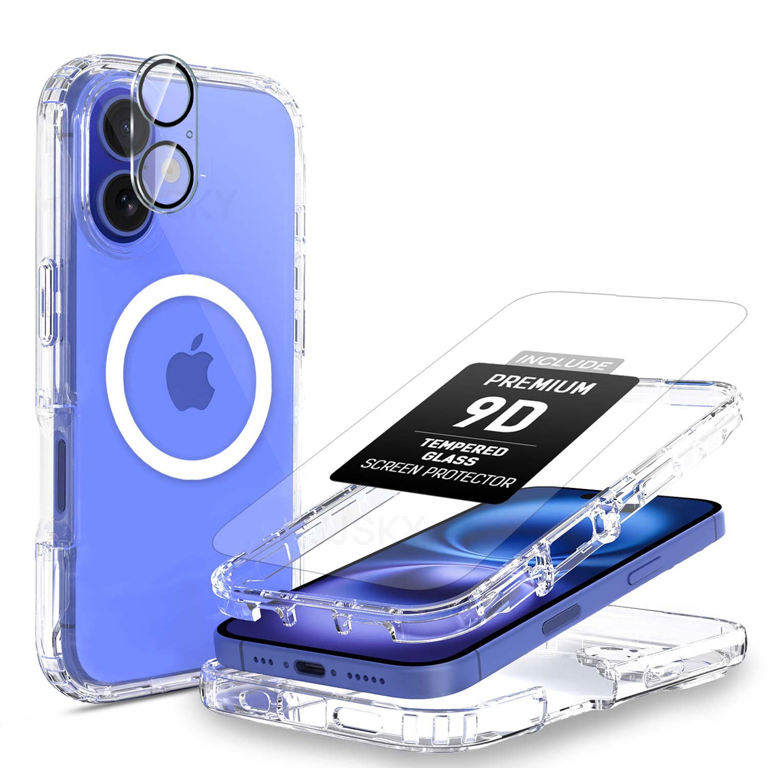 [Full Set]For iPhone 16 Pro Max Shockproof Clear 360 Full Body Case Cover