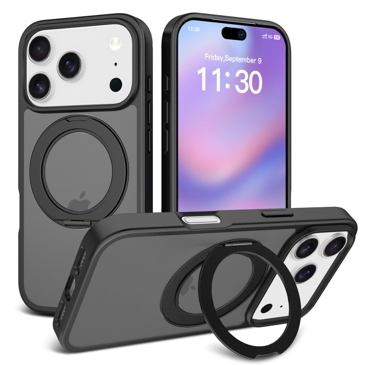 For iPhone 18 Pro Max Case, Compatible with MagSafe - 360-Degree Rotating Stand, Case Only, Black