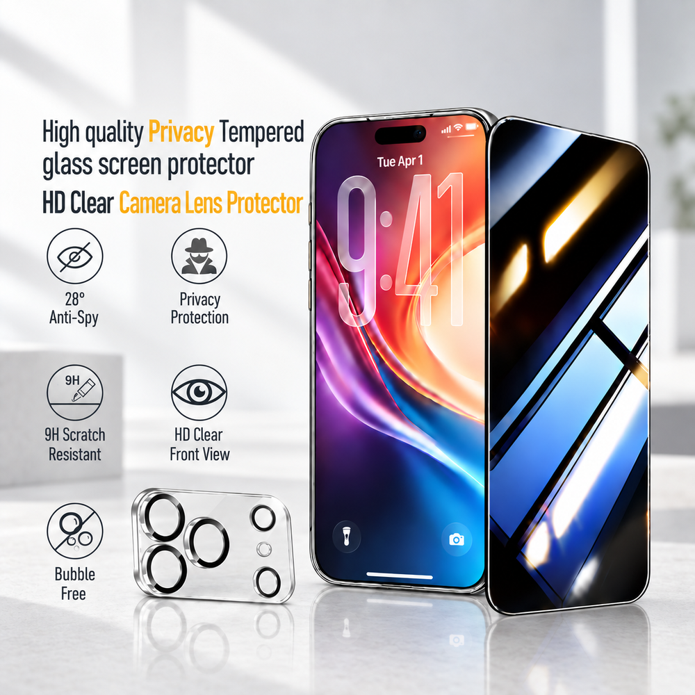 For iPhone 18 Pro Case, Compatible with MagSafe - With 1 Privacy Screen Protector and 1 Camera Lens Protector, Clear