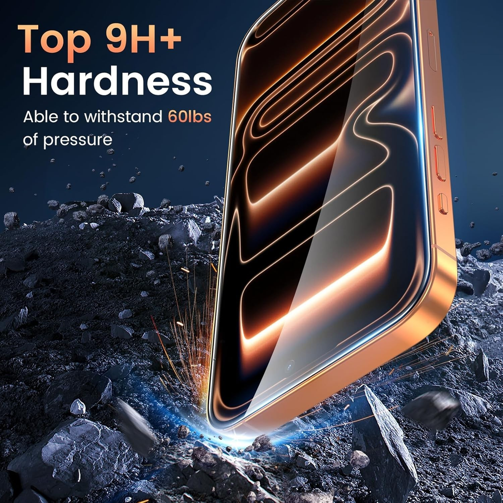 2 Pack MAXSHIELD 9H Tempered Glass Screen Protector for iPhone 18 Pro - Black