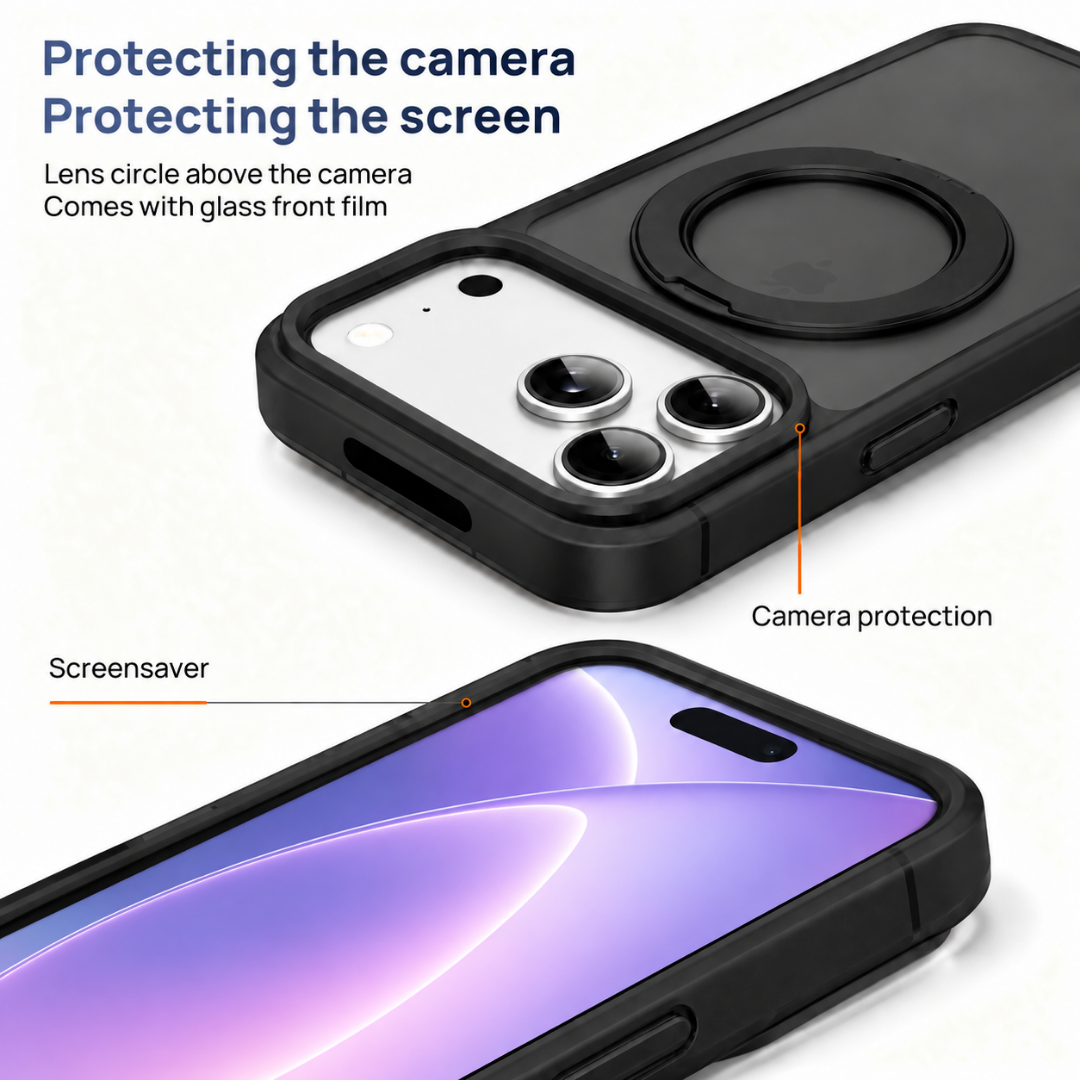 For iPhone 18 Pro Max Case, Compatible with MagSafe - 360-Degree Rotating Stand, Case Only, Black