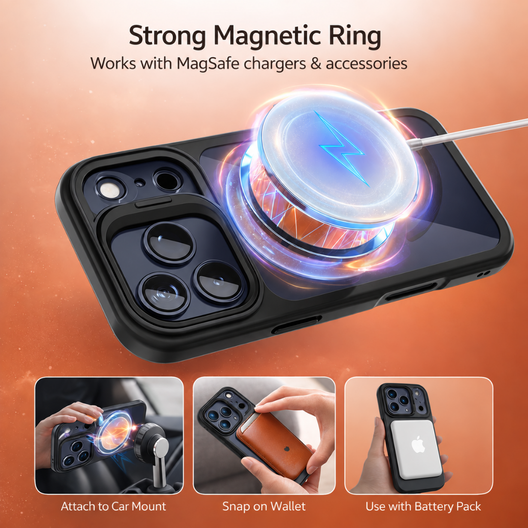 For iPhone 18 Pro Case, Compatible with MagSafe - Camera Frame Stand, Case Only, Black