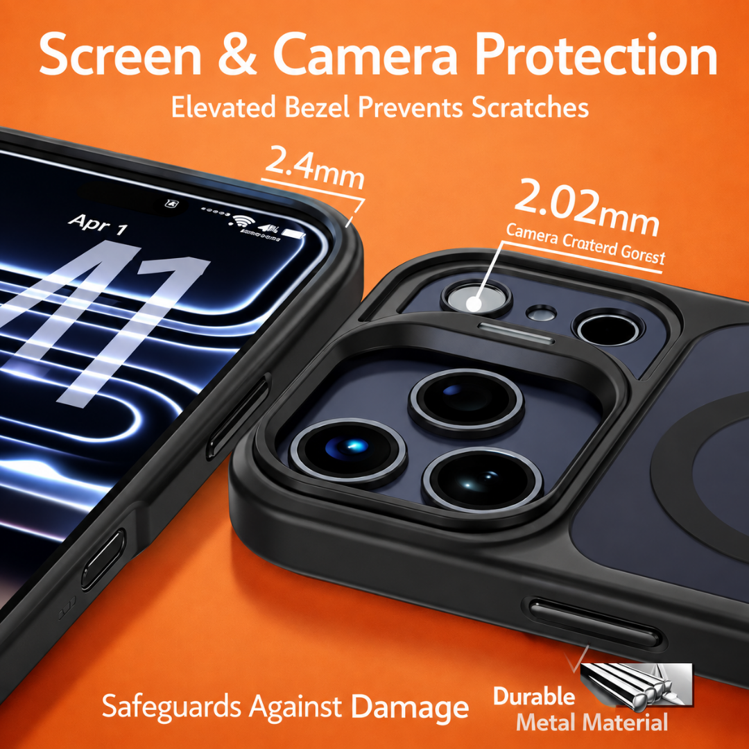 For iPhone 18 Pro Case, Compatible with MagSafe - Camera Frame Stand, Case Only, Black