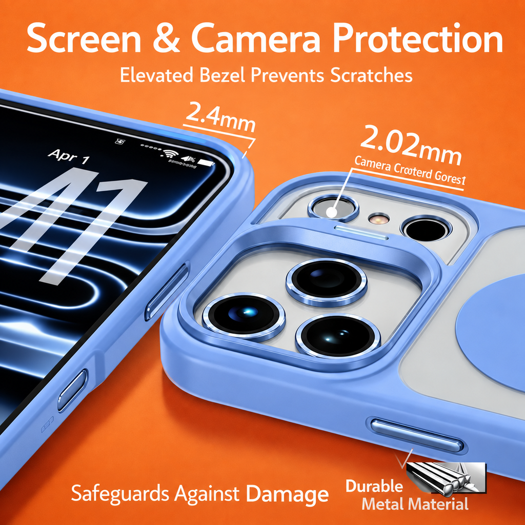 For iPhone 18 Pro Max Case, Compatible with MagSafe - Camera Frame Stand, Case Only, Light Blue