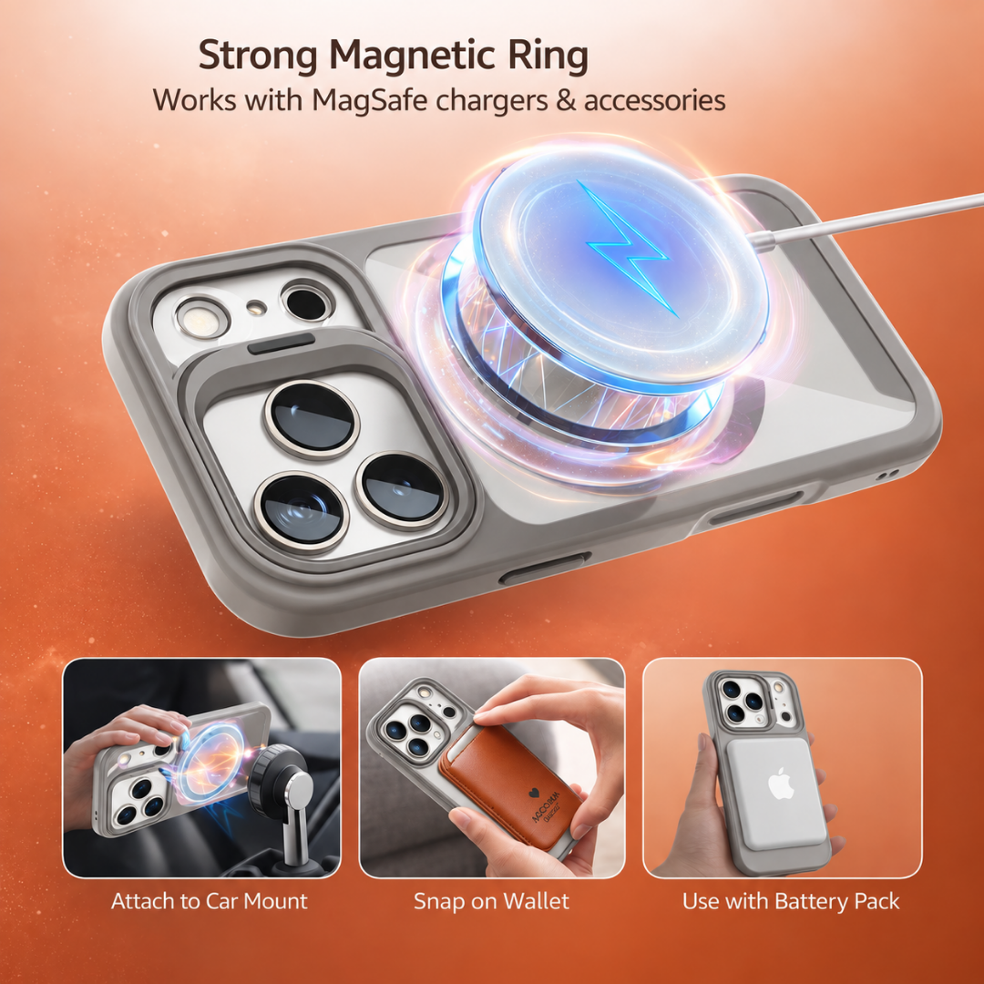 For iPhone 18 Pro Case, Compatible with MagSafe - Camera Frame Stand, Case Only, Grey