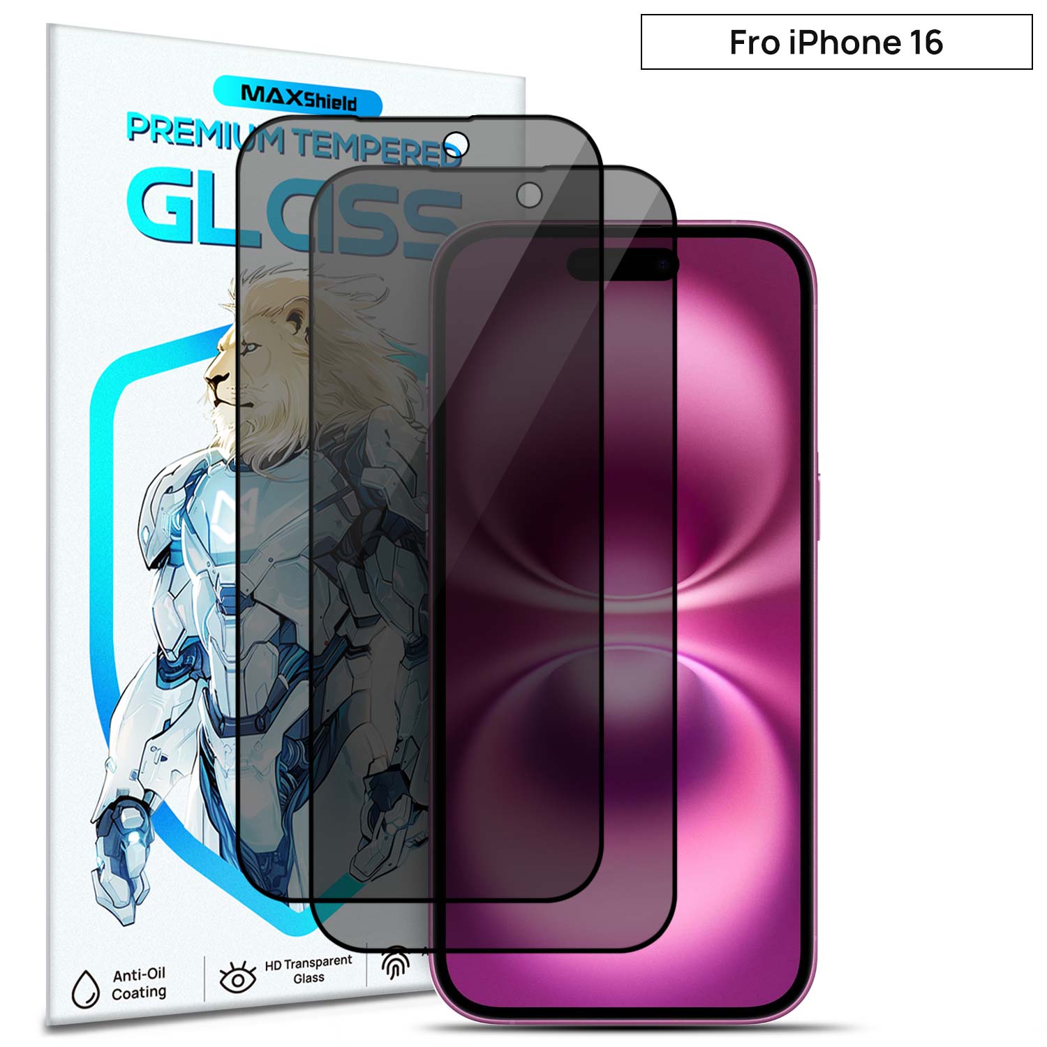 [2Packs] Privacy Anti-Spy Glass Screen Protector For iPhone 16 Pro Plus MAX