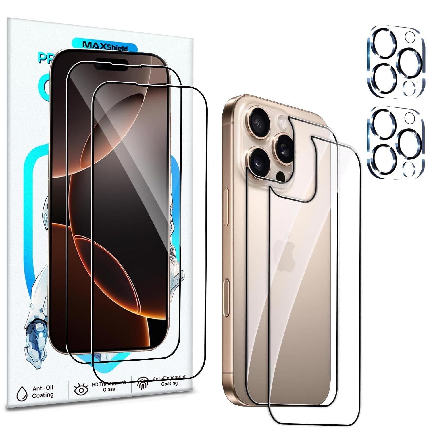 2-Pack For iPhone 17 / 17 Air / 17 Pro / 17 Pro Max Tempered Glass Back Screen Lens Camera Protector - image 3