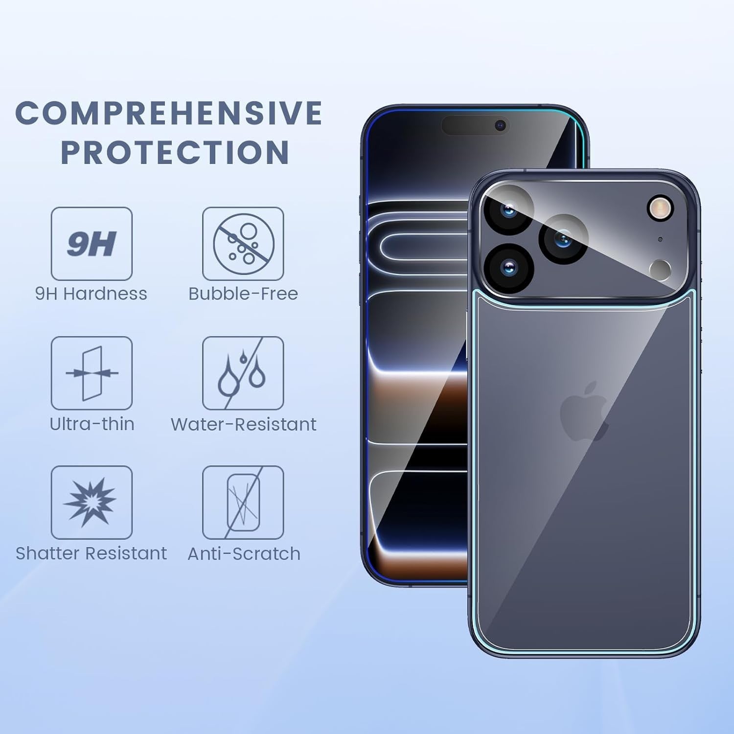 2-Pack For iPhone 17 / 17 Air / 17 Pro / 17 Pro Max Tempered Glass Back Screen Lens Camera Protector - image 4