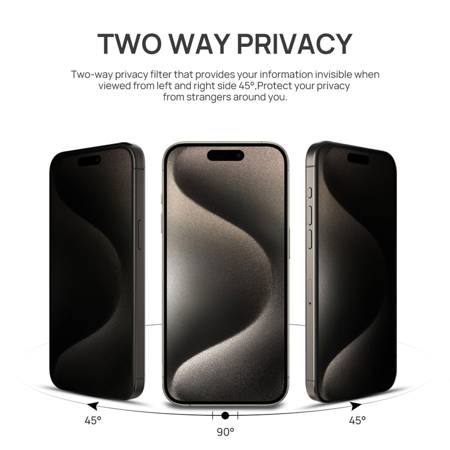 MaxShield® 【2 Pack】 iPhone 15 Series Privacy Anti-spy Glass Screen Protector