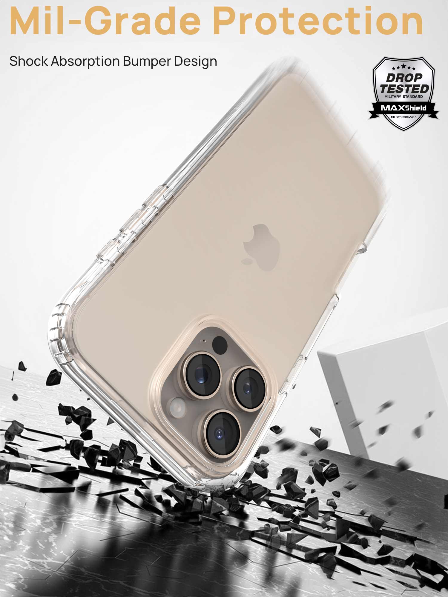 [Full Set]For iPhone 16 Pro Max Shockproof Clear 360 Full Body Case Cover