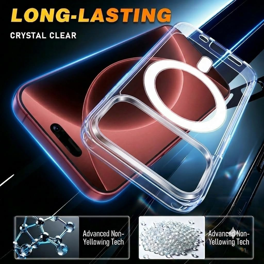 For iPhone 18 Pro Case, Compatible with MagSafe - With 2 Privacy Screen Protectors, Clear