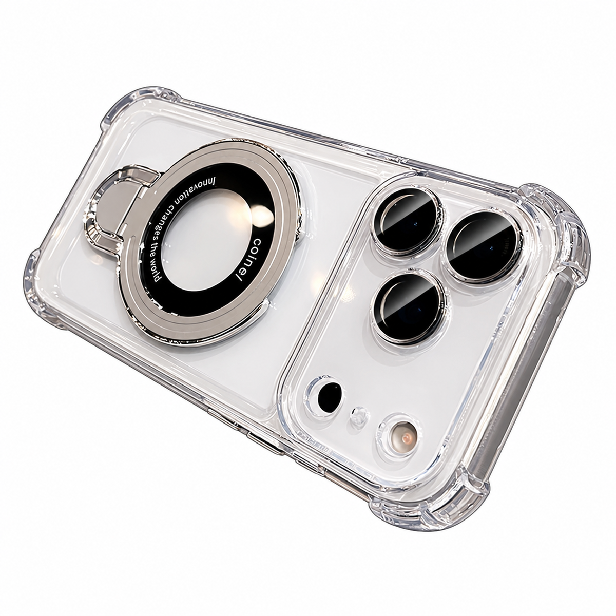 For iPhone 18 Pro Case, Compatible with MagSafe - 360-Degree Rotating Stand, Case Only, Clear