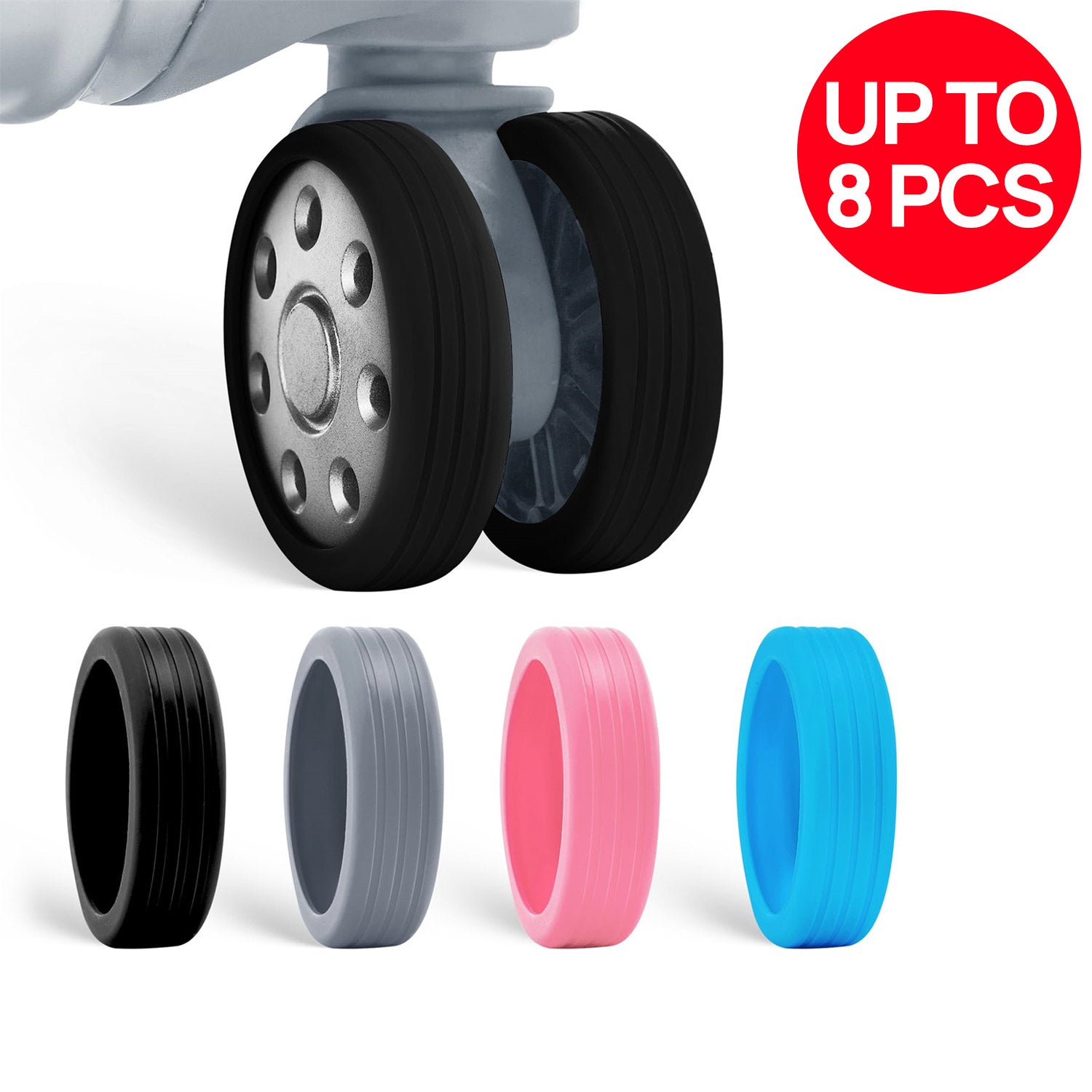 2-8x Luggage Wheel Silicone Covers Suitcase Wheels Protector Protection Sleeve