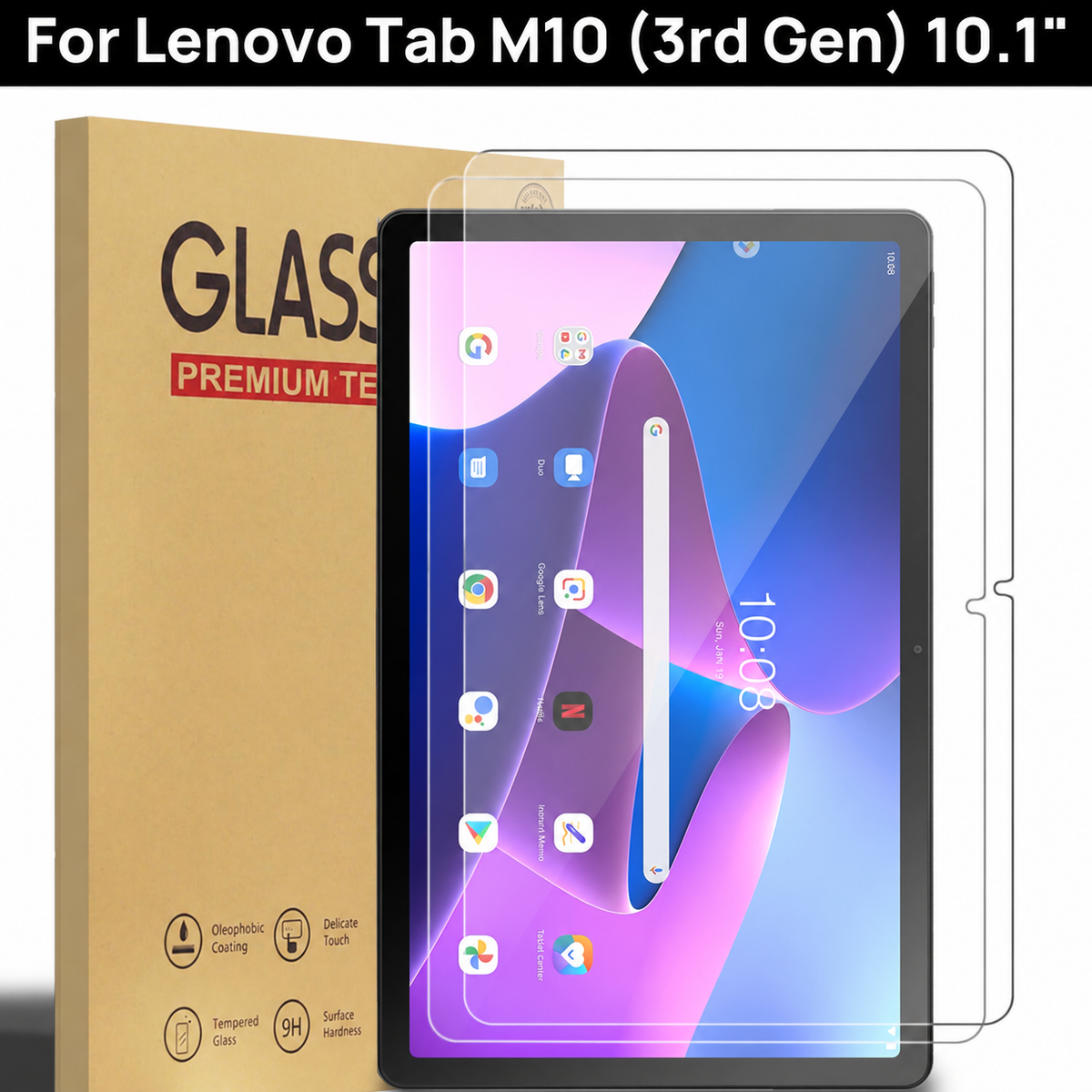 Tempered Glass Screen Protector for Lenovo Tab M10 (3rd Gen) - 2 Pack
