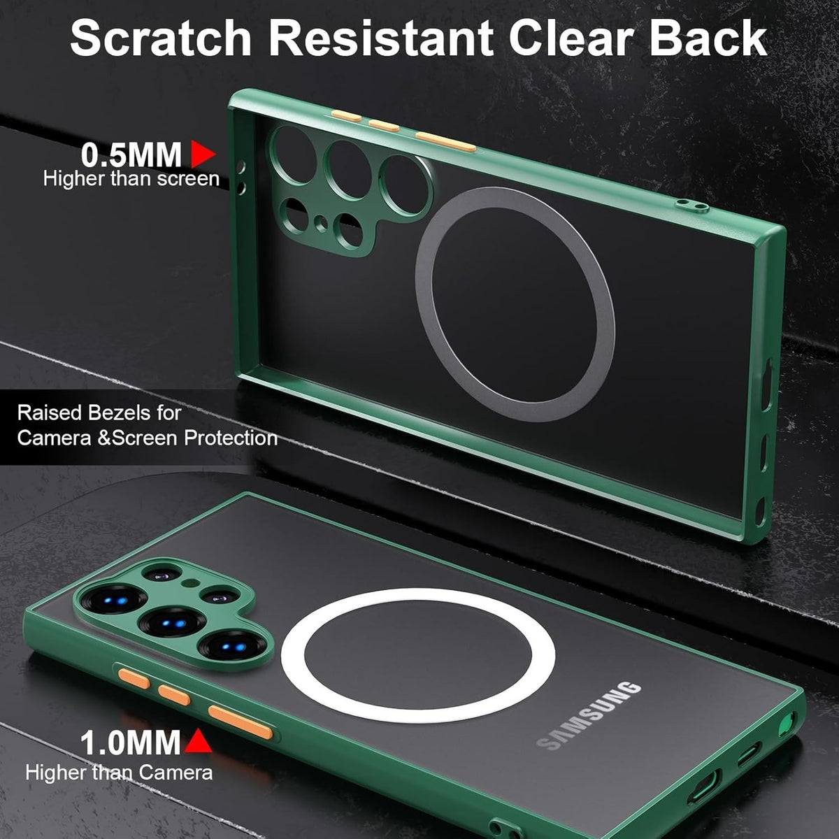 For Samsung Galaxy S25 Case, Compatible with MagSafe - Raised Edges, Case Only, Green