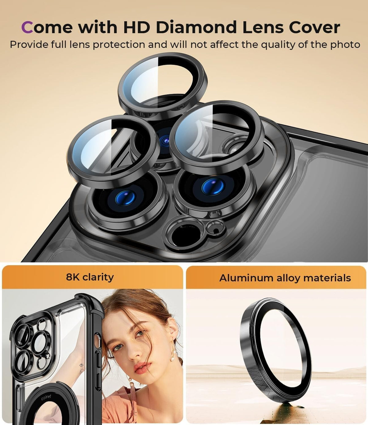 For iPhone 18 Pro Max Case, Compatible with MagSafe - 360-Degree Rotating Stand, Case Only, Clear