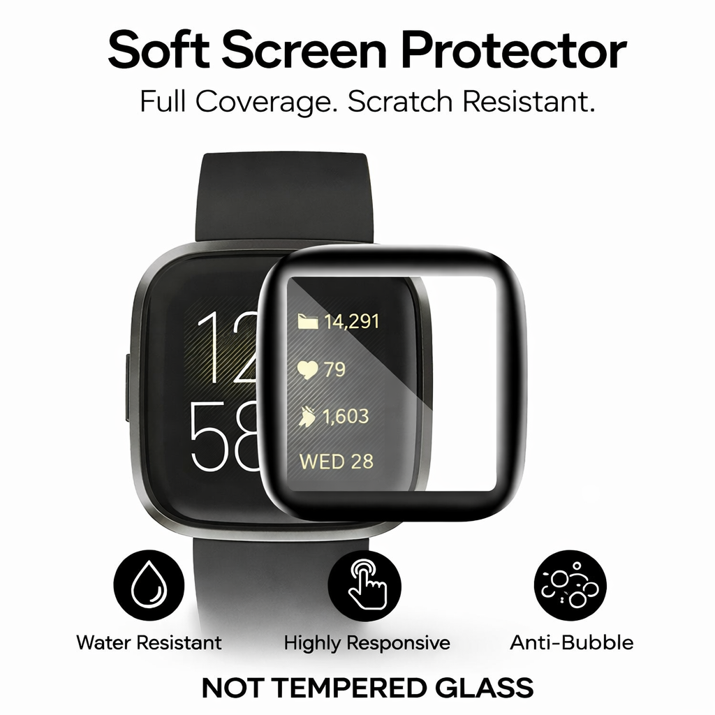 3 Pack MaxShield Screen Protector for Fitbit Versa and Sense - image 2