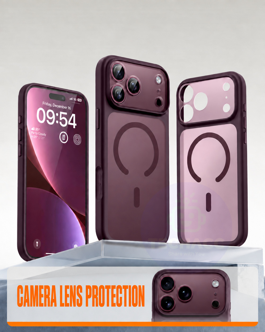 For iPhone 18 Pro Case, Compatible with MagSafe - Frosted Back and Raised Camera Frame, Case Only, Burgundy