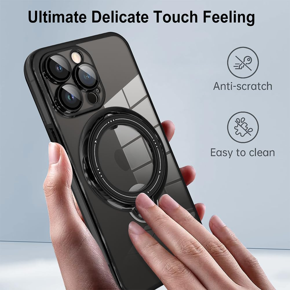 For iPhone 18 Pro Case, Compatible with MagSafe - 360-Degree Rotating Stand, Case Only, Silver