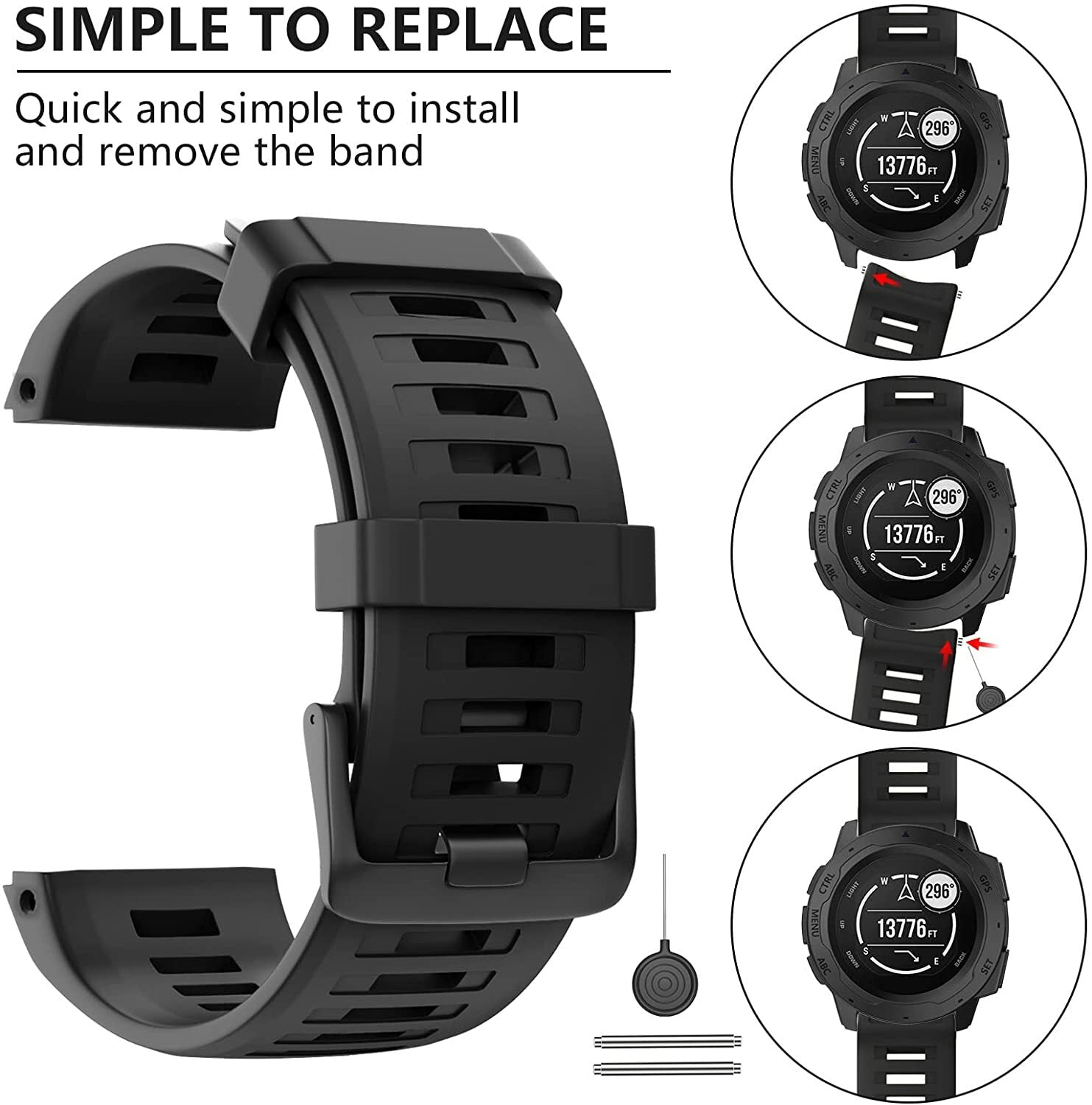 Silicone Replacement Band for Garmin Instinct - image 5