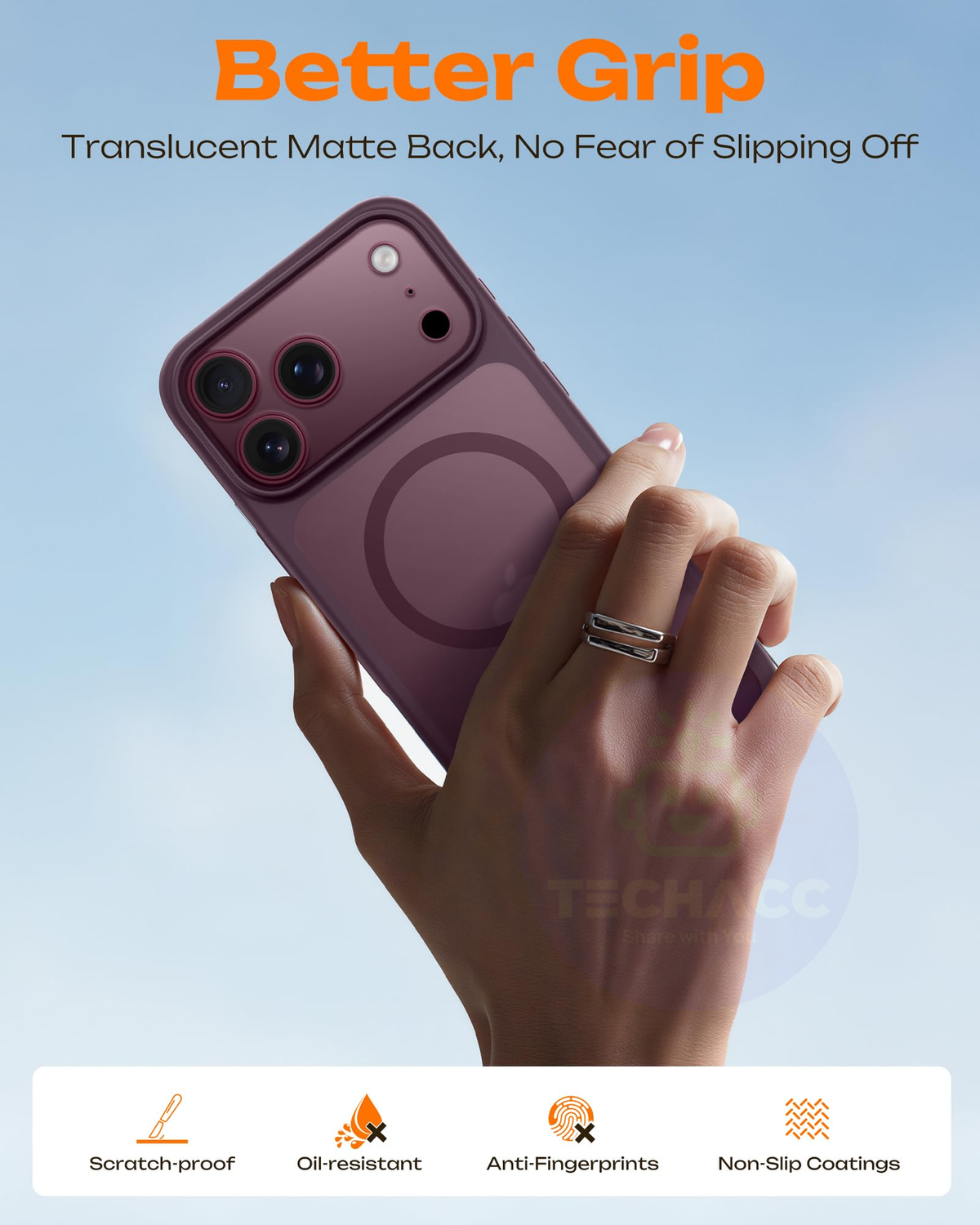 For iPhone 18 Pro Max Case, Compatible with MagSafe - Frosted Back and Raised Camera Frame, Case Only, Burgundy