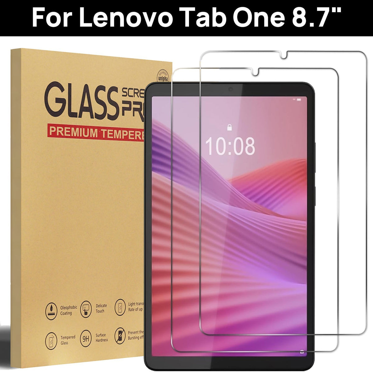 Tempered Glass Screen Protector for Lenovo Tab One 8.7-inch - 2 Pack