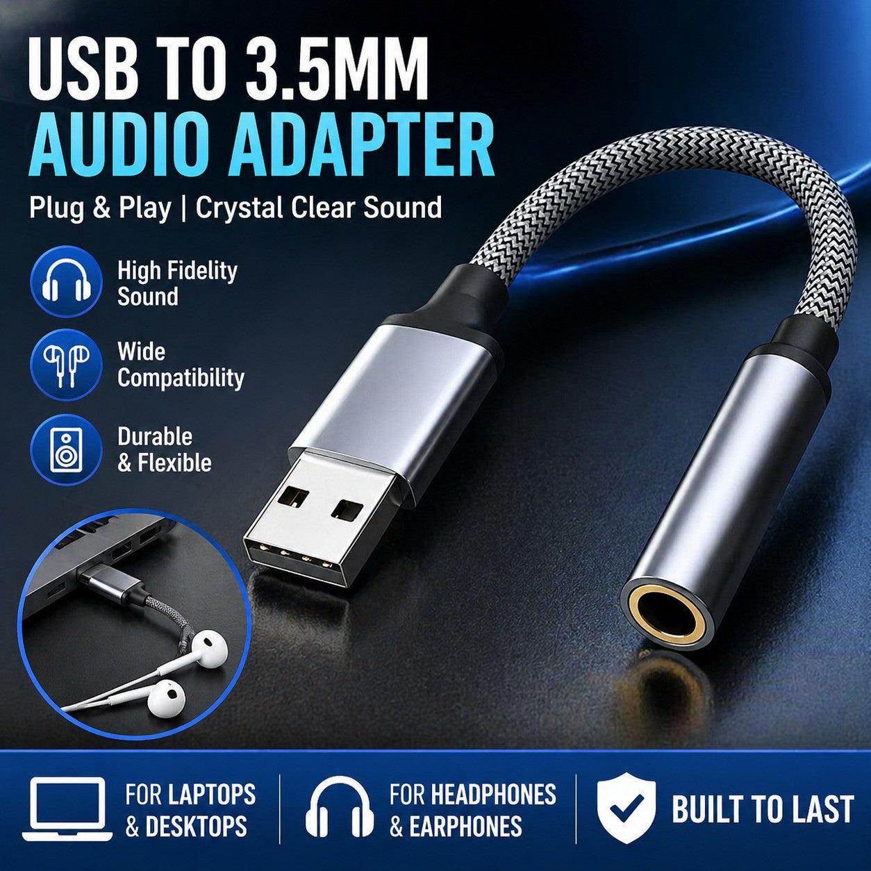 USB to 3.5mm Audio Adapter - image 1