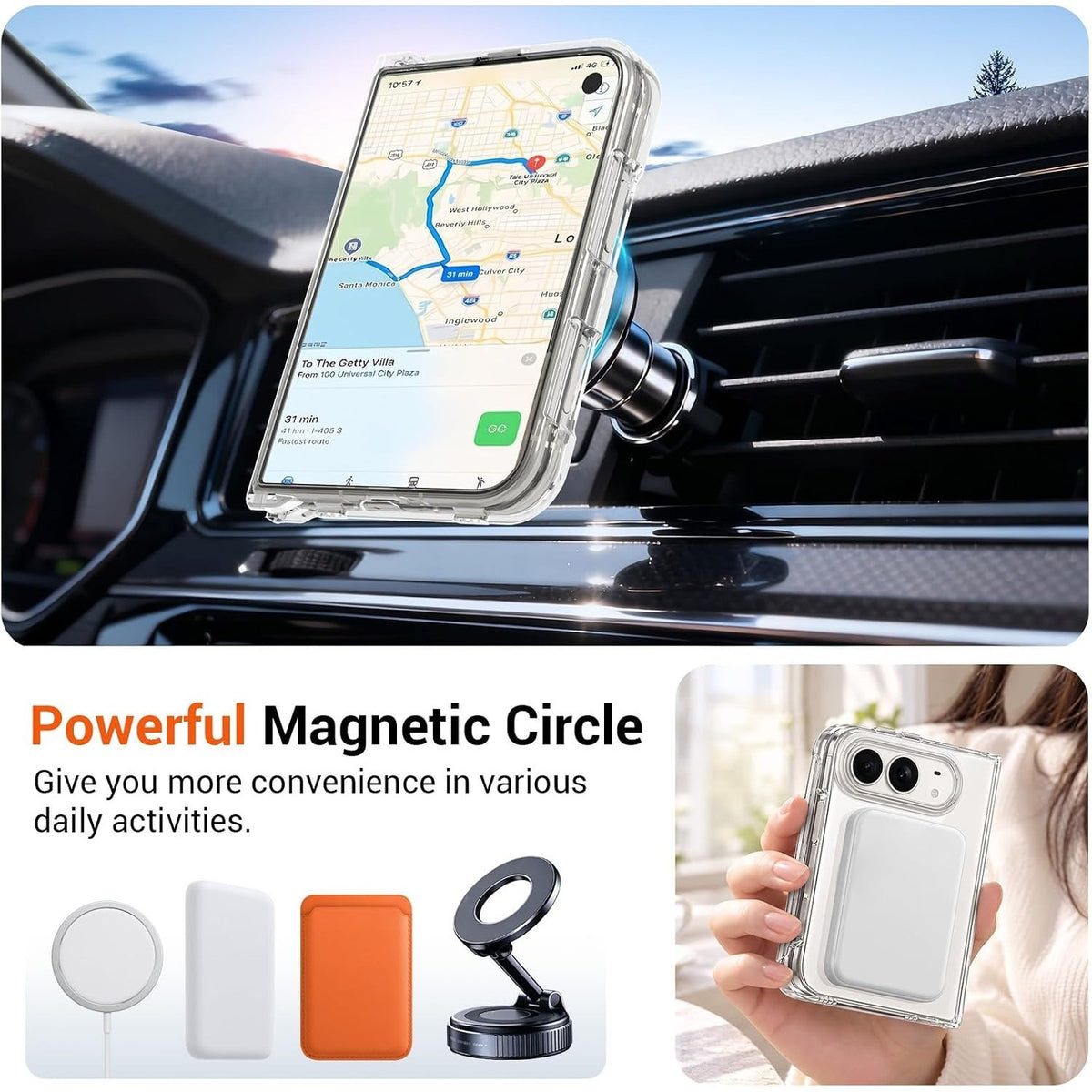 For iPhone Duo Case, Compatible with MagSafe - Raised Camera and Screen Edges, With 1 Clear Screen Protector and 1 Lens Protector, Clear