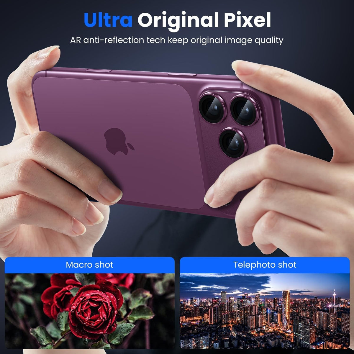 Metal and Tempered Glass Camera Lens Protector for iPhone 18 Pro Max - Dark Grey