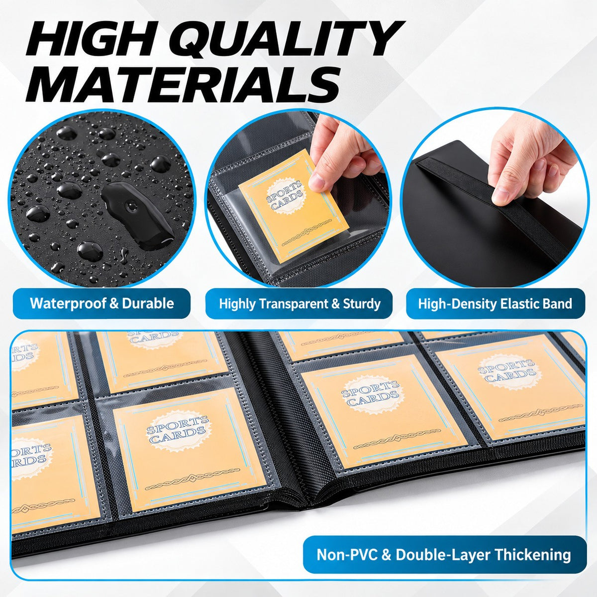 Black Trading Card Binder with Elastic Closure - 480 Card Capacity