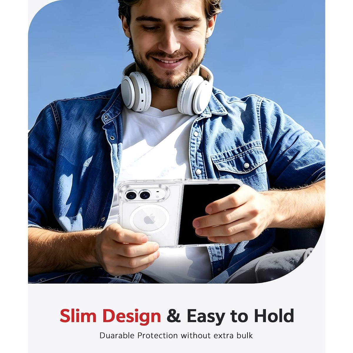 For iPhone Duo Case, Compatible with MagSafe - Raised Camera and Screen Edges, With 1 Privacy Screen Protector and 1 Lens Protector, Clear